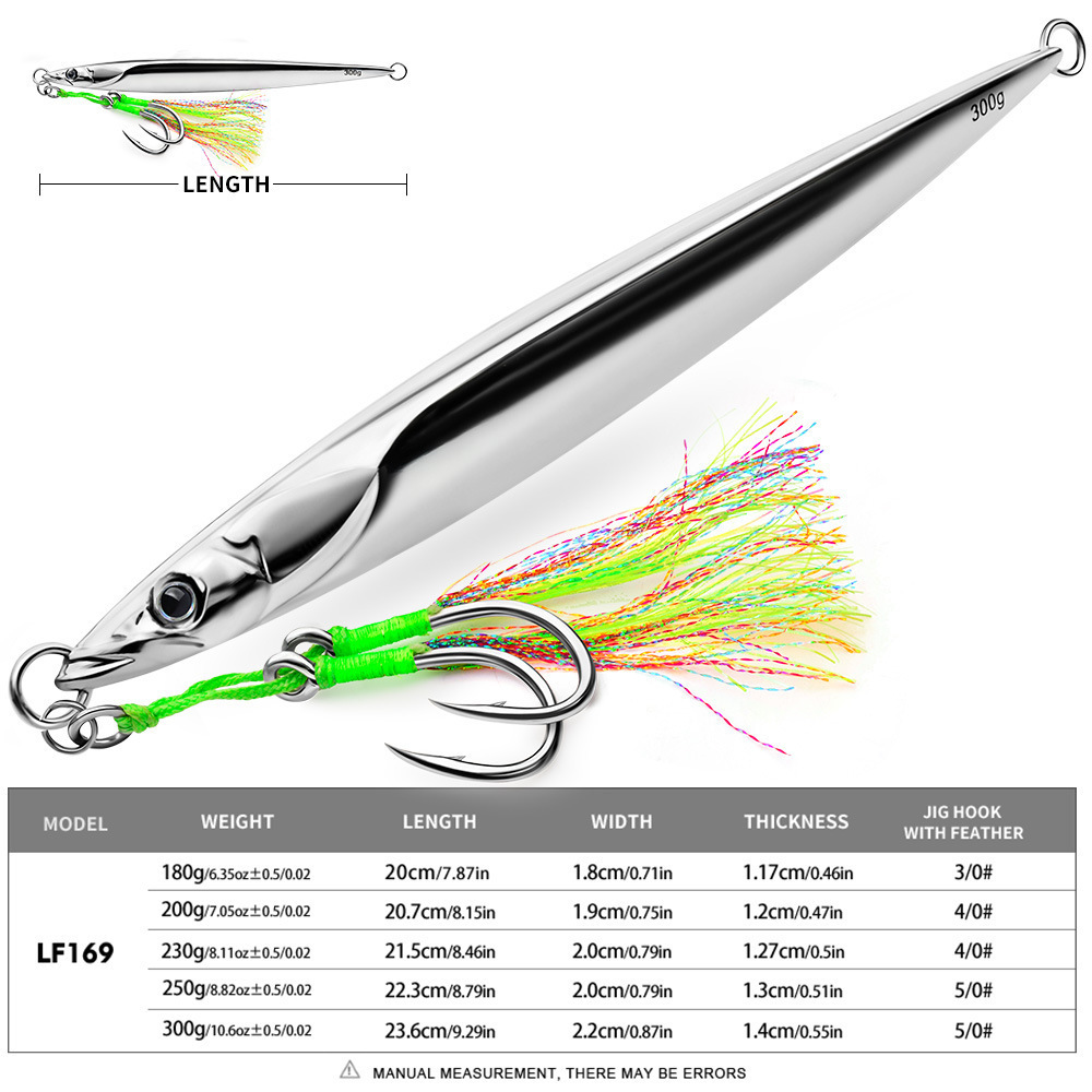 Fishing Hook Treble - Señuelo de Pesca Metálico, 180-300g, Hundimiento